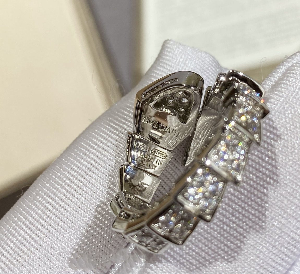 [⭐JeweliWhal]SERPENTI LARGE RING SILVER DIAMOND PAVED
