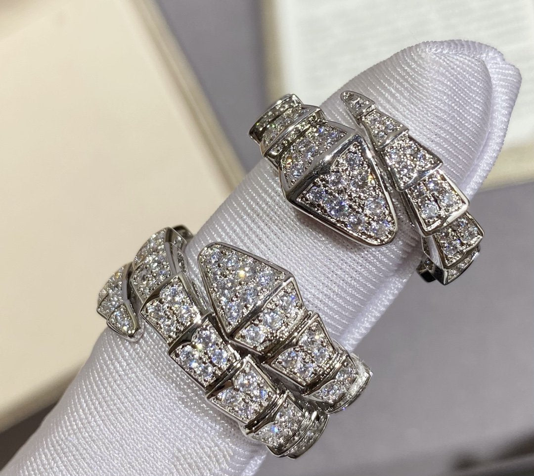[⭐JeweliWhal]SERPENTI LARGE RING SILVER DIAMOND PAVED