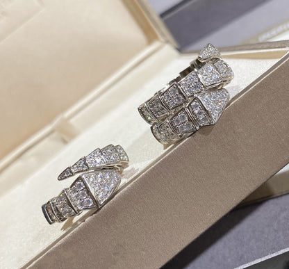 [⭐JeweliWhal]SERPENTI LARGE RING SILVER DIAMOND PAVED