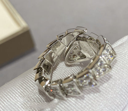 [⭐JeweliWhal]SERPENTI LARGE RING SILVER DIAMOND PAVED