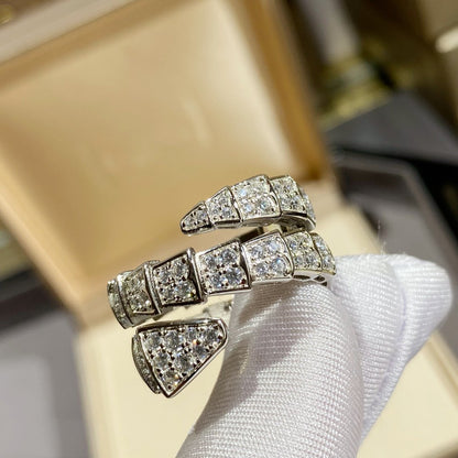 [⭐JeweliWhal]SERPENTI DOUBLE RING SILVER DIAMOND PAVED