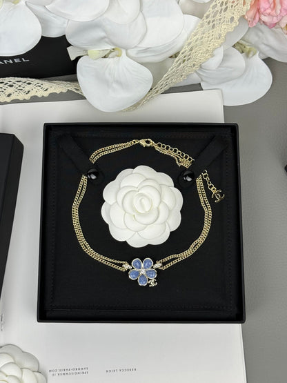 [⭐JeweliWhal]New Blue Floral Double-Layer Necklace