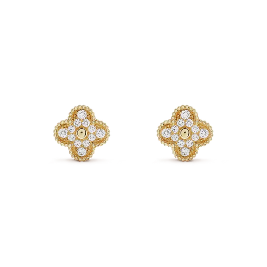 [⭐JeweliWhal]CLOVER MEDIUM 1 MOTIFS FUll DIAMOND EARRINGS