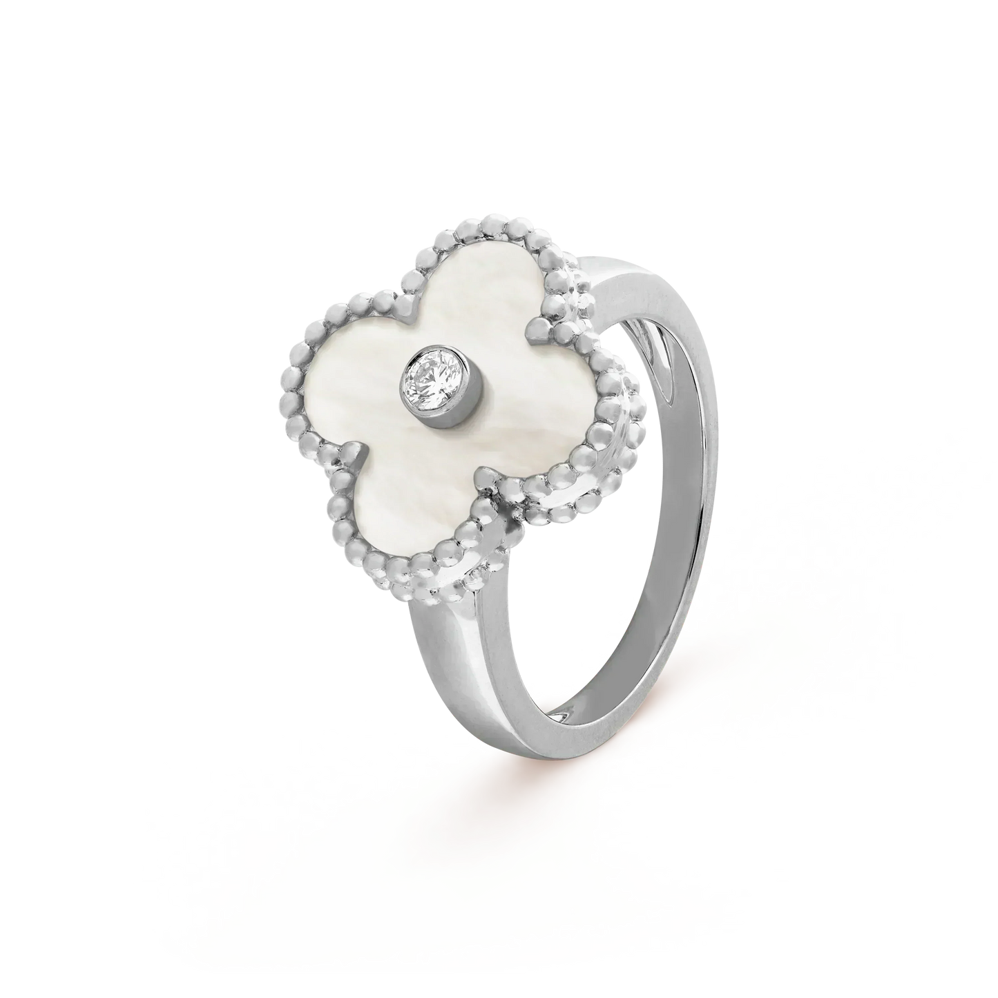 [⭐JeweliWhal]CLOVER SILVER MOP DIAMOND RING