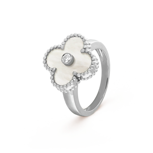 [⭐JeweliWhal]CLOVER SILVER MOP DIAMOND RING