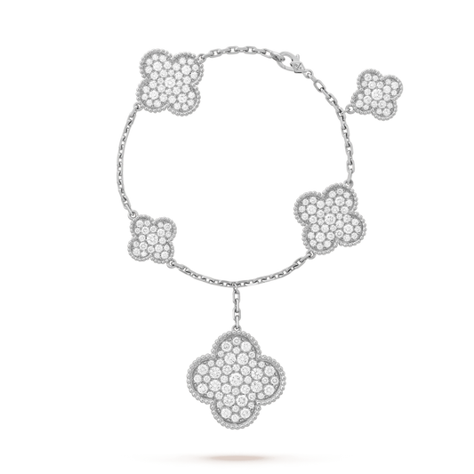 [⭐JeweliWhal]CLOVER 6 MOTIFS SILVER DIAMOND BRACELET