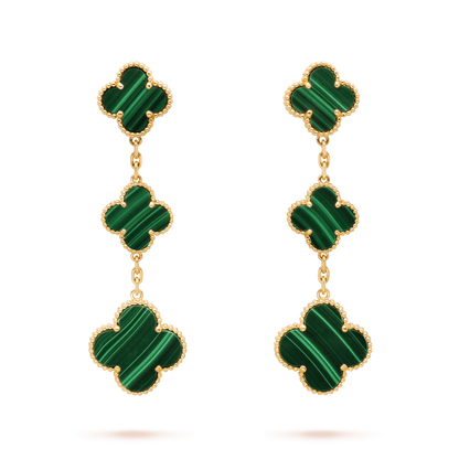 [⭐JeweliWhal]CLOVER MALACHITE 3 MOTIFS GOLD
