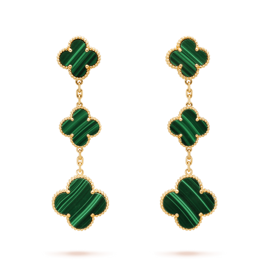 [⭐JeweliWhal]CLOVER MALACHITE 3 MOTIFS GOLD