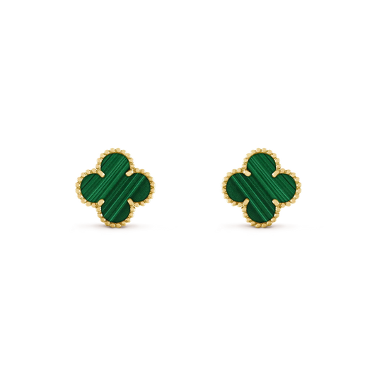 [⭐JeweliWhal]CLOVER MEDIUM 1 MOTIFS MALACHITE  EARRINGS