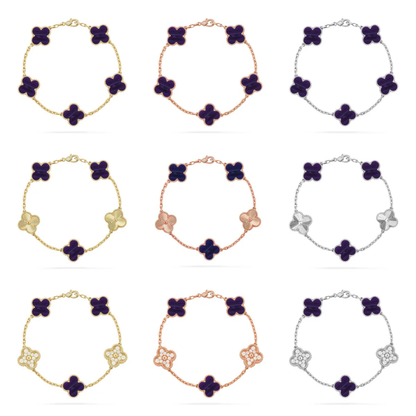 [⭐JeweliWhal]CLOVER 5 MOTIF PURPLE STRIPES BRACELET COLLECTION