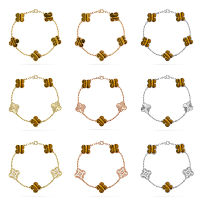 [⭐JeweliWhal] CLOVER 5 MOTIFS TIGER EYE BRACELET COLLECTION