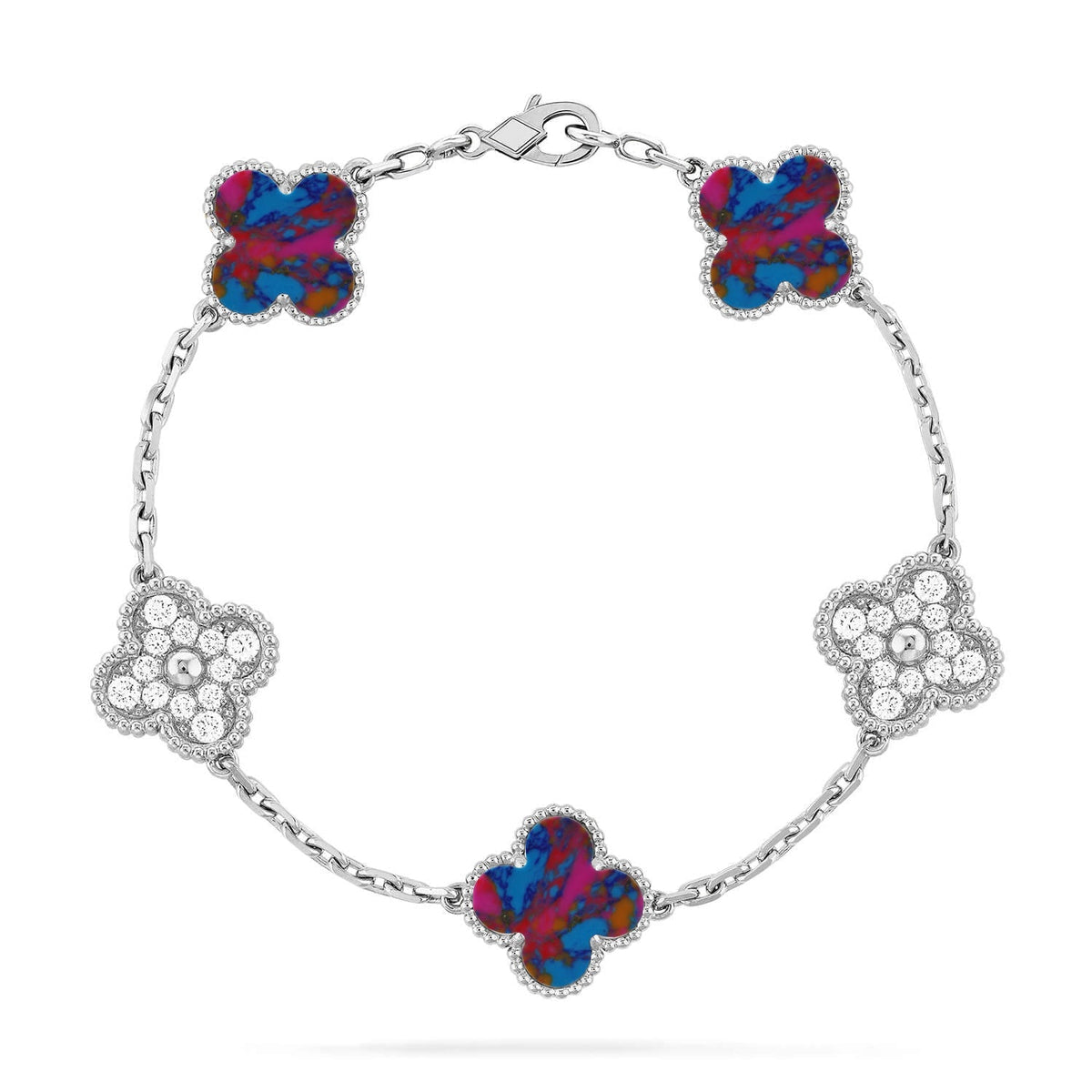 [⭐JeweliWhal]CLOVER 5 MOTIF COLOR GEMSTONES BRACELET COLLECTION