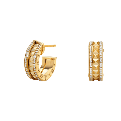 [⭐JeweliWhal]ZERO 1 ROCK GOLD EARRINGS WITH STUDDED SPIRAL AND PAVED DIAMONDS