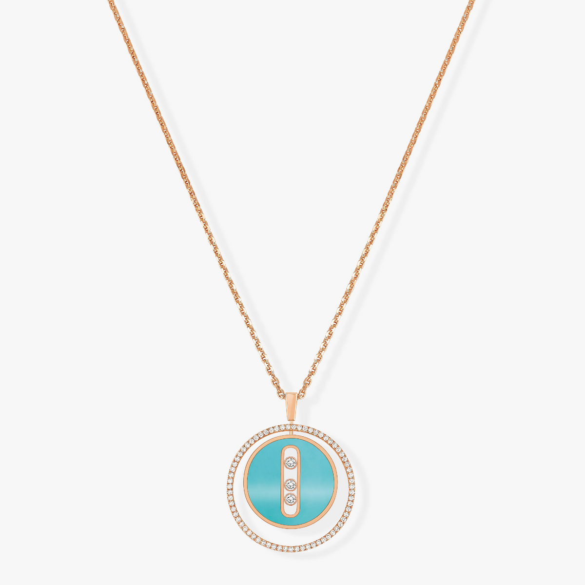 [⭐JeweliWhal]Demo MOVE 3 DIAMONDS TURQUOISE PINK GOLD DIAMOND NECKLACE