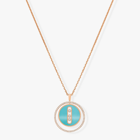 [⭐JeweliWhal]Demo MOVE 3 DIAMONDS TURQUOISE PINK GOLD DIAMOND NECKLACE