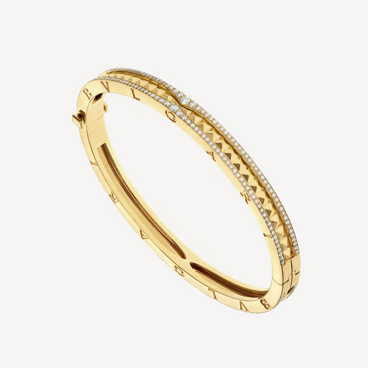 [⭐JeweliWhal]ZERO 1 SPIRAL AND PAVED DIAMOND GOLD BRACELET