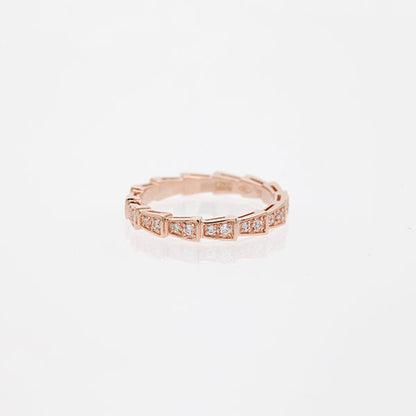 [⭐JeweliWhal]SERPENTI RING PINK GOLD DIAMOND PAVED 3MM
