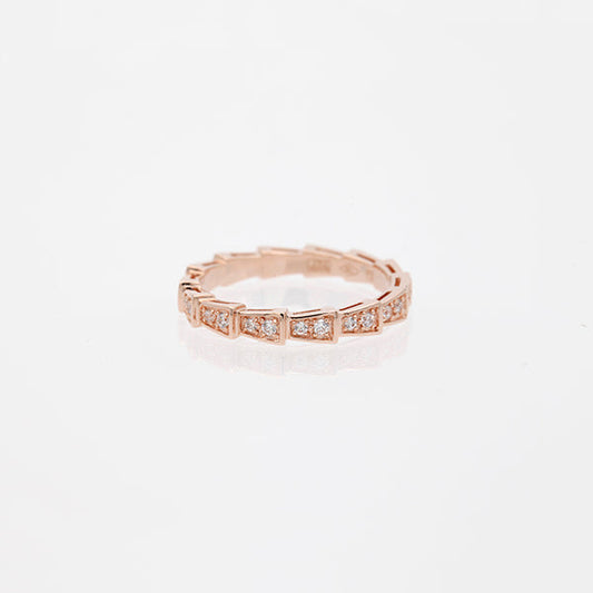 [⭐JeweliWhal]SERPENTI RING PINK GOLD DIAMOND PAVED 3MM