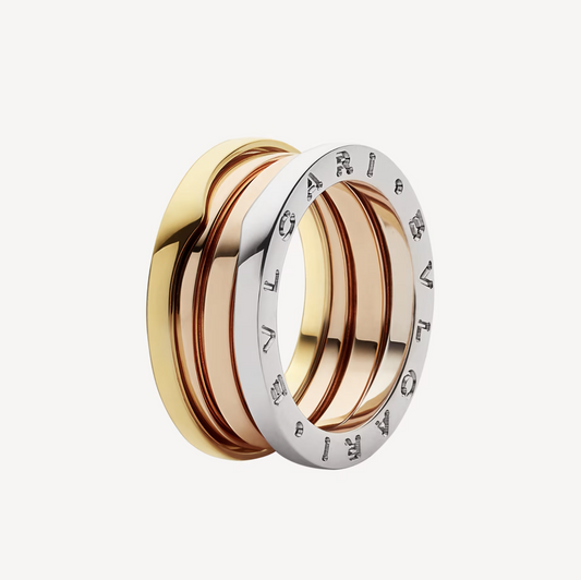 [⭐JeweliWhal]ZERO 1 THREE-BAND ROSE WHITE AND YELLOW RING