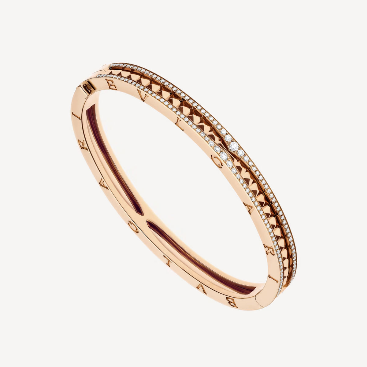 [⭐JeweliWhal]ZERO 1 SPIRAL AND PAVED DIAMOND PINK GOLD BRACELET