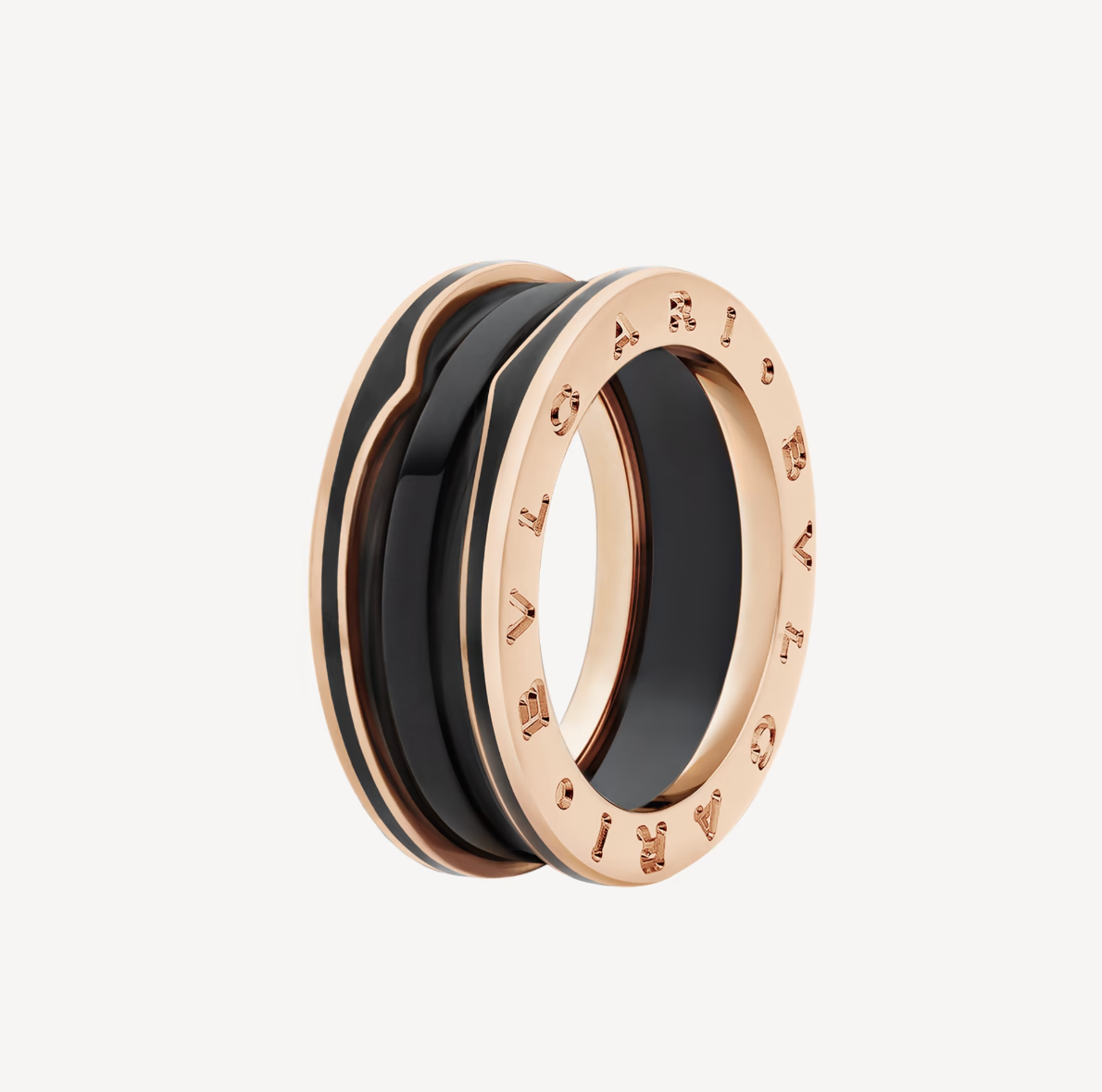 [⭐JeweliWhal]ZERO 1 TWO-BAND WITH MATTE BLACK CERAMIC PINK GOLD RING