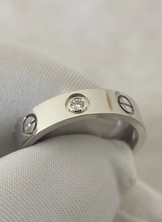 [⭐JeweliWhal]LOVE RING 4MM 1 DIAMOND SILVER