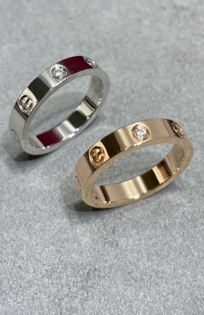 [⭐JeweliWhal]LOVE RING 4MM 1 DIAMOND SILVER