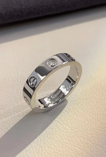 [⭐JeweliWhal]LOVE RING 4MM 1 DIAMOND SILVER