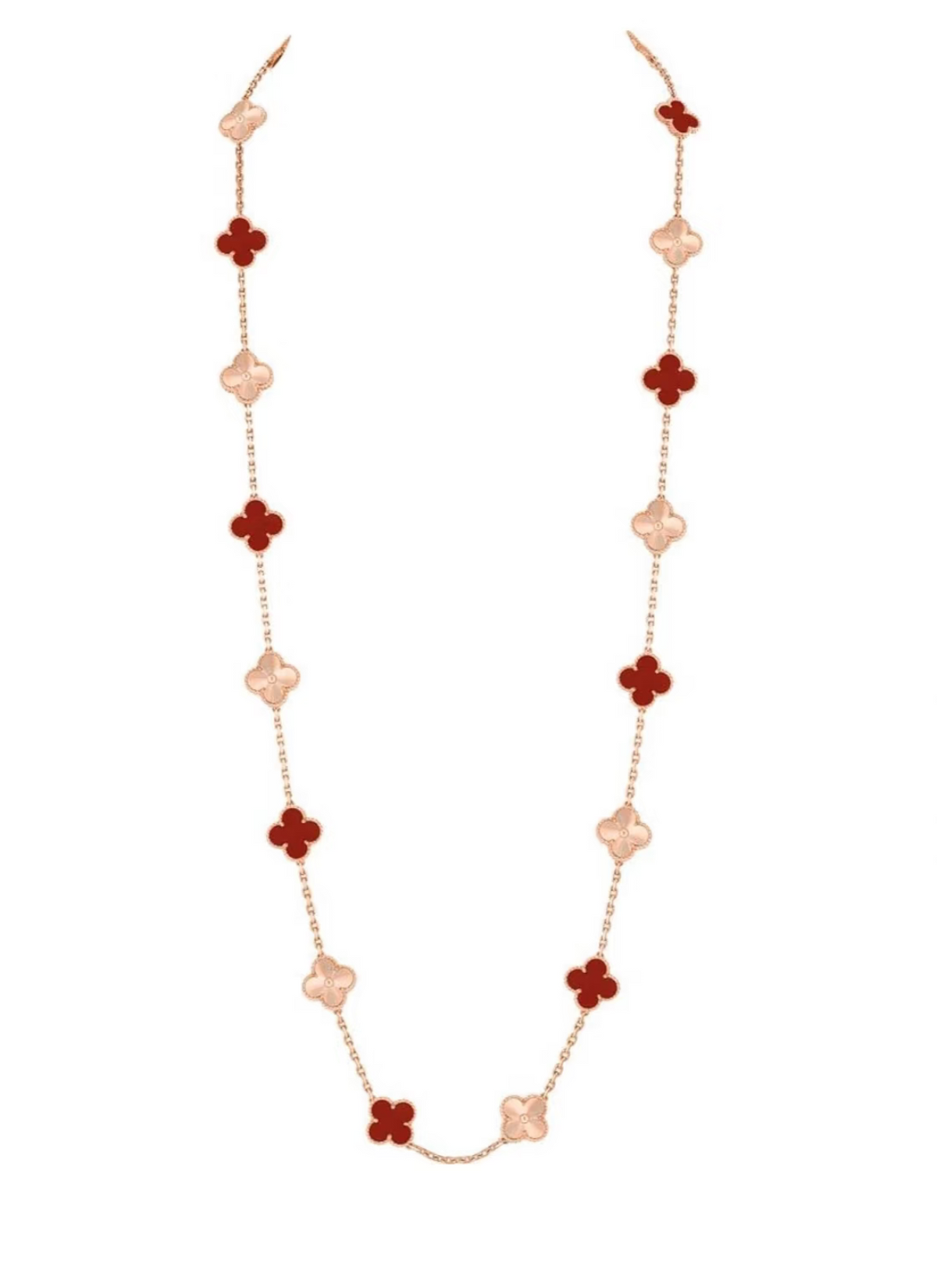 [⭐JeweliWhal]CLOVER 20 MOTIFS LASER CARNELIAN NECKLACE