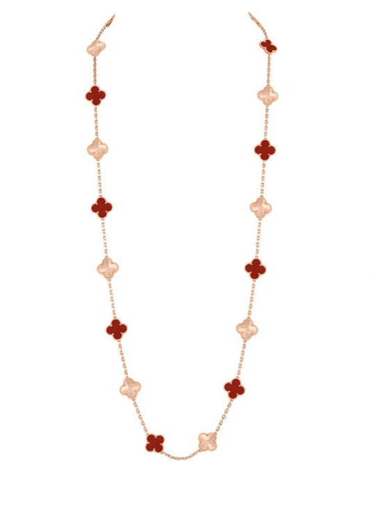 [⭐JeweliWhal]CLOVER 20 MOTIFS LASER CARNELIAN NECKLACE