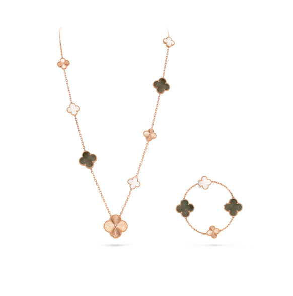 [⭐JeweliWhal]DETACHABLE CLOVER 15(11+4) FLOWER SILVER NECKLACE SET