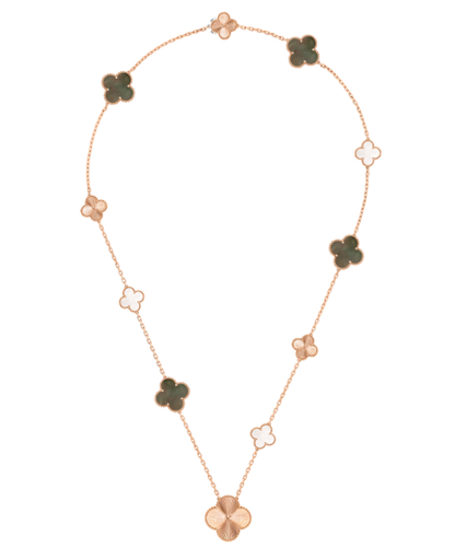 [⭐JeweliWhal]DETACHABLE CLOVER 15(11+4) FLOWER SILVER NECKLACE SET