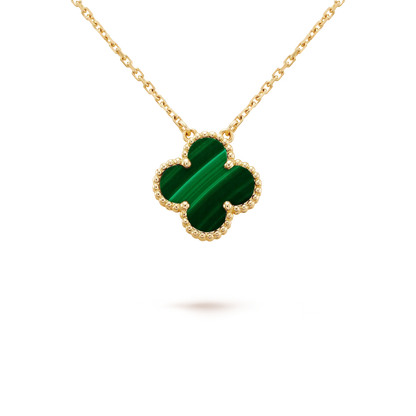 [⭐JeweliWhal]CLOVER 15MM MALACHITE SINGLE FLOWER  NECKLACE