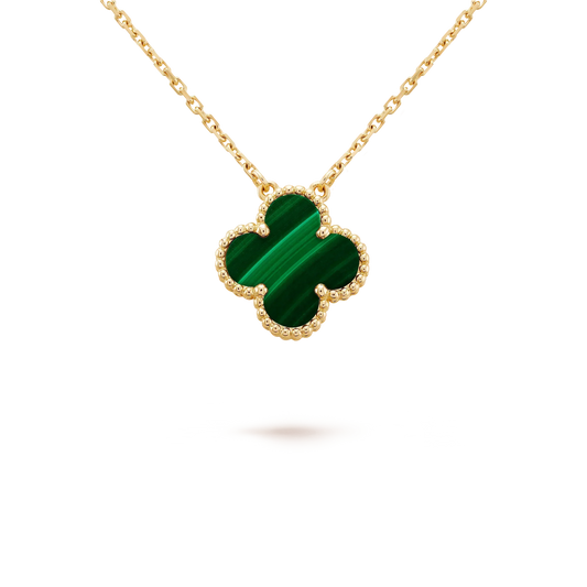 [⭐JeweliWhal]CLOVER 15MM MALACHITE SINGLE FLOWER  NECKLACE