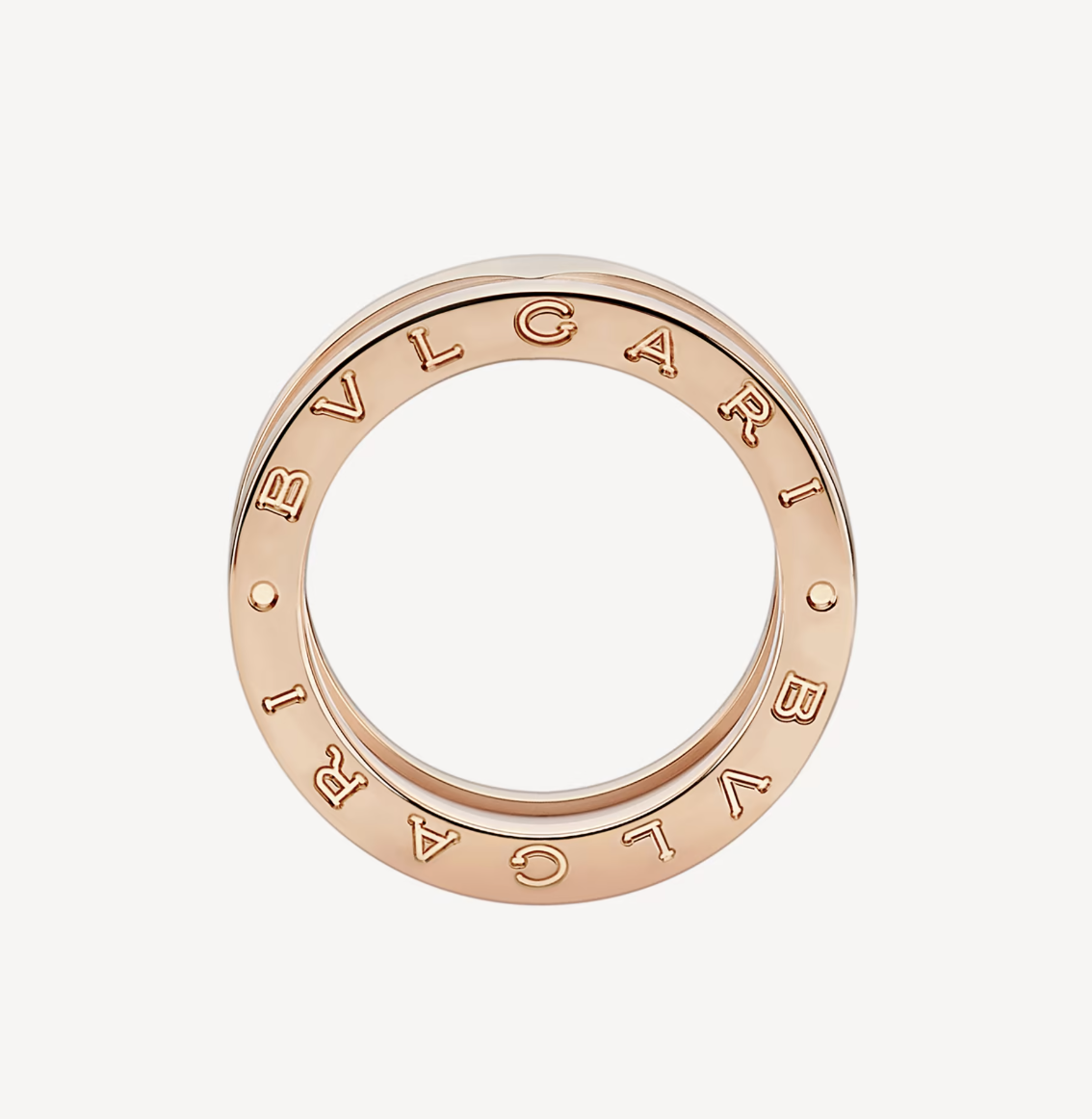 [⭐JeweliWhal]ZERO 1 TWO-BAND LOOPS AND WHITE CERAMIC SPIRAL PINK GOLD RING