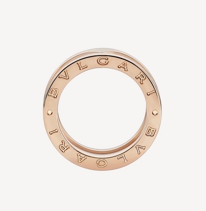 [⭐JeweliWhal]ZERO 1 TWO-BAND LOOPS AND WHITE CERAMIC SPIRAL PINK GOLD RING