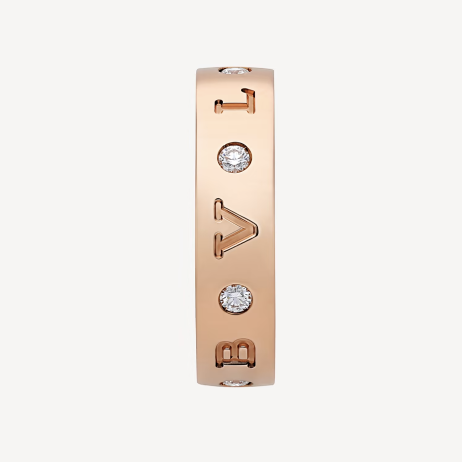 [⭐JeweliWhal]ZERO 1 ESSENTIAL PINK GOLD BAND WITH DIAMONDS RING