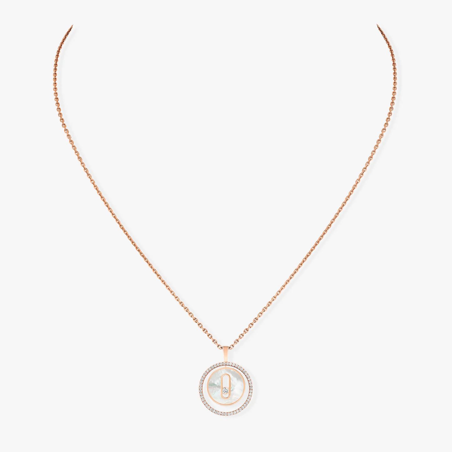 [⭐JeweliWhal]Demo MOVE 1 DIAMOND WHITE MOTHER OF PEARL PINK GOLD DIAMOND NECKLACE