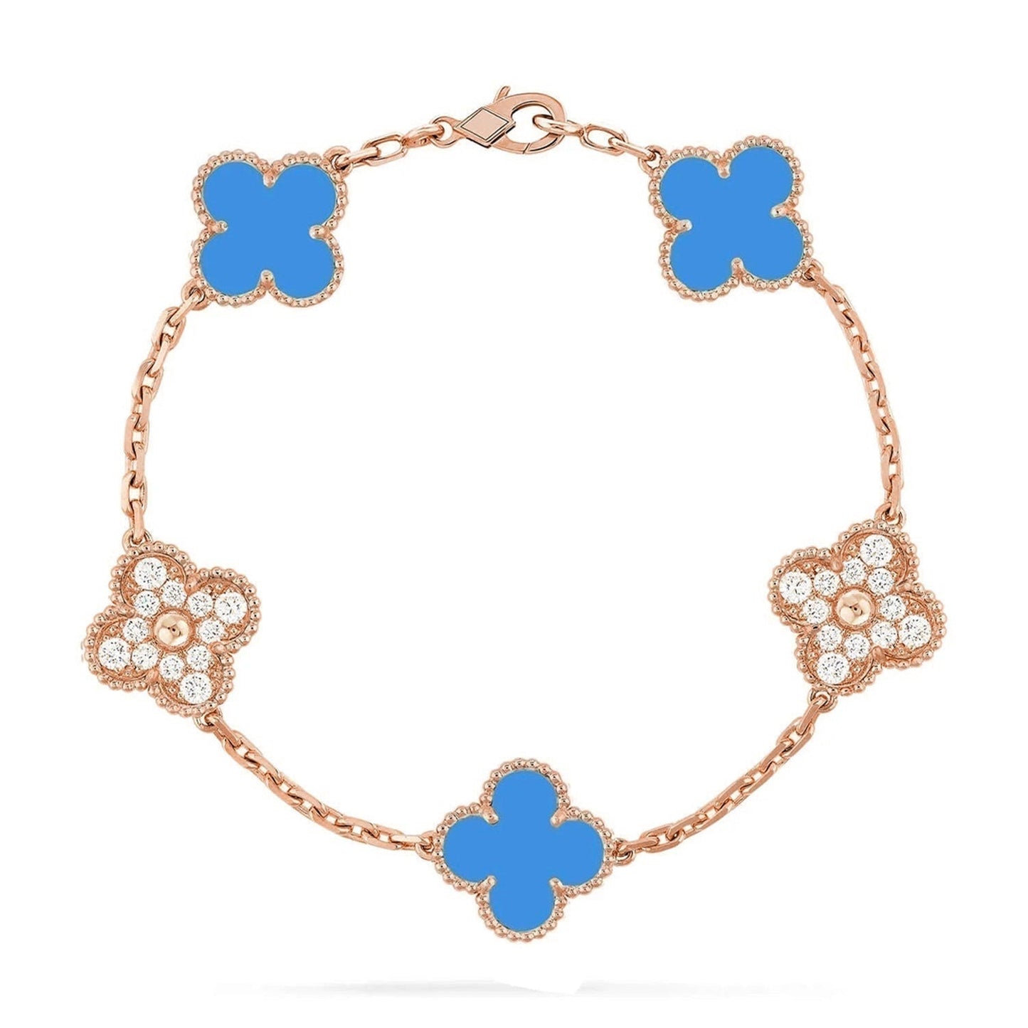 [⭐JeweliWhal] CLOVER 5 MOTIF BLUE AGATE BRACELET COLLECTION