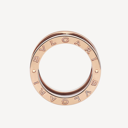 [⭐JeweliWhal]ZERO 1 FOUR-BAND LOOPS AND BLACK CERAMIC SPIRAL PINK GOLD RING