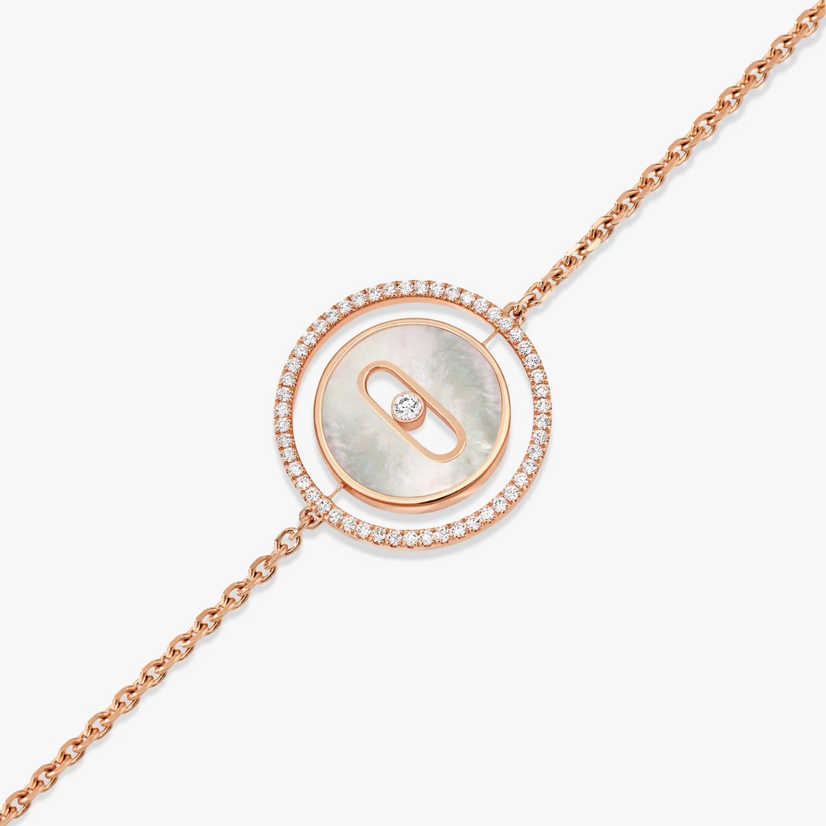 [⭐JeweliWhal]Demo MOVE WHITE MOTHER OF PEARL PINK GOLD DIAMOND BRACELET