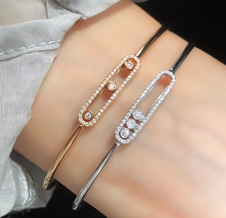 [⭐JeweliWhal]Move Pavé Diamond Bangle Bracelet M