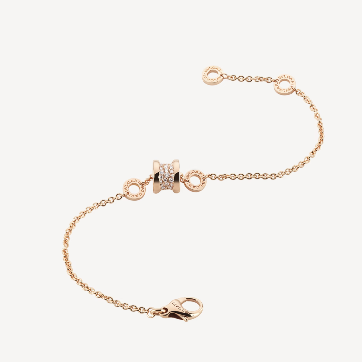 [⭐JeweliWhal]ZERO 1 SOFT PINK GOLD WITH PAVED DIAMONDS ON THE SPIRAL BRACELET