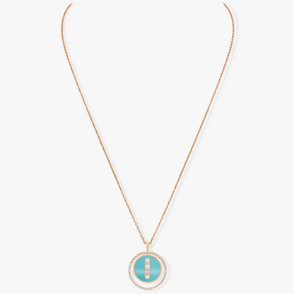 [⭐JeweliWhal]Demo MOVE 3 DIAMONDS TURQUOISE PINK GOLD DIAMOND NECKLACE