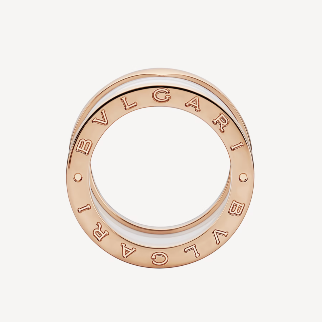 [⭐JeweliWhal]ZERO 1 FOUR-BAND LOOPS AND WHITE CERAMIC SPIRAL PINK GOLD RING