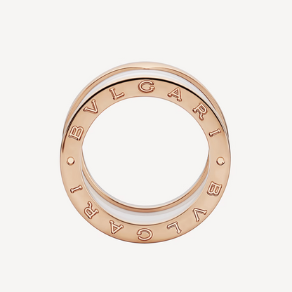 [⭐JeweliWhal]ZERO 1 FOUR-BAND LOOPS AND WHITE CERAMIC SPIRAL PINK GOLD RING