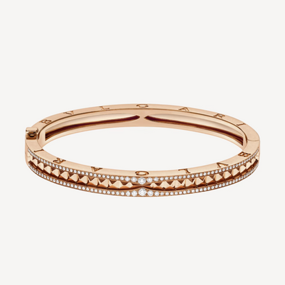 [⭐JeweliWhal]ZERO 1 SPIRAL AND PAVED DIAMOND PINK GOLD BRACELET
