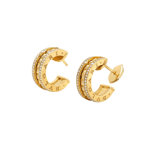 [⭐JeweliWhal]ZERO 1 ROCK GOLD EARRINGS WITH STUDDED SPIRAL AND PAVED DIAMONDS