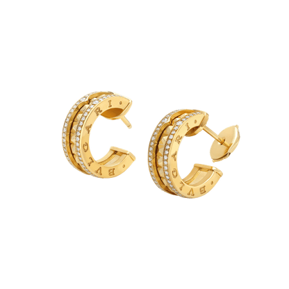 [⭐JeweliWhal]ZERO 1 ROCK GOLD EARRINGS WITH STUDDED SPIRAL AND PAVED DIAMONDS