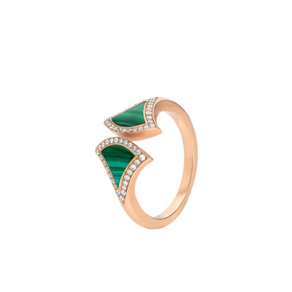 [⭐JeweliWhal]DREAM MALACHITE DIAMOND OPEN RING
